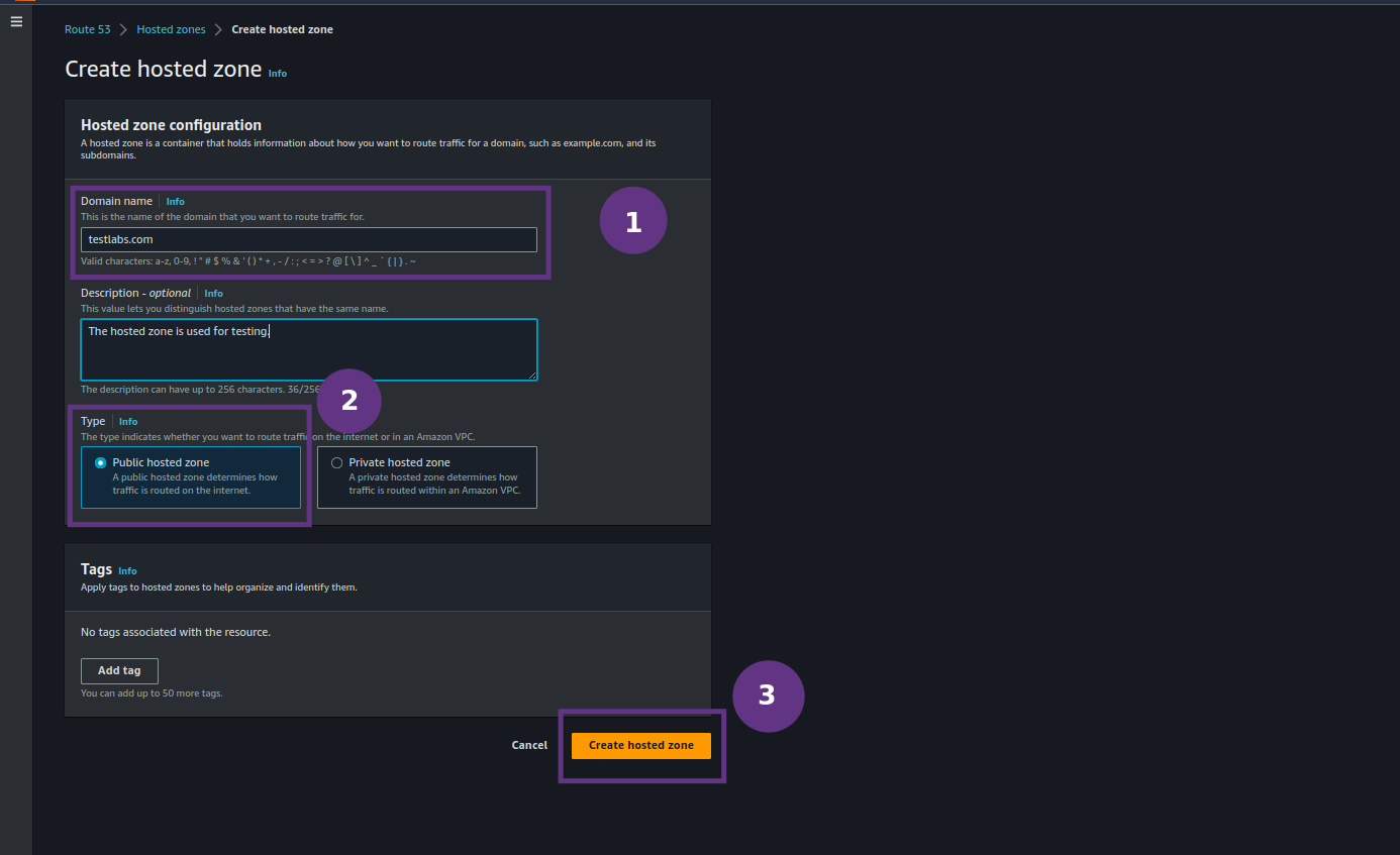Figure 5 - Amazon Route 53 | Configuring a Hosted Zone in Amazon Route 53