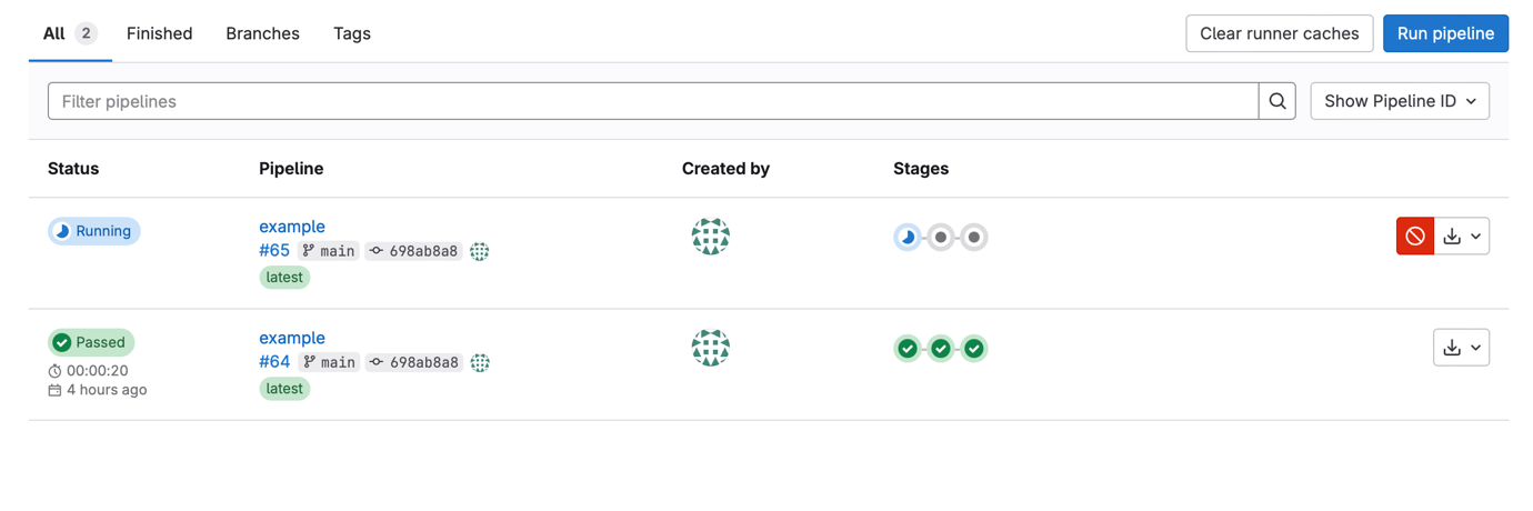 Figure 2 Basic Pipeline | Example of running pipelines.