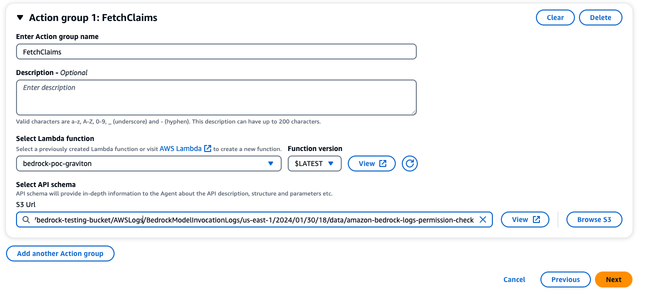 Figure 2.3 - Adding action groups to Agent