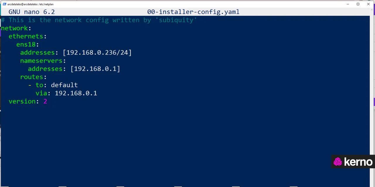 Figure 12 - Linux Static IP Address Configuration under Proxmox | Setting a static address for the Linux instance