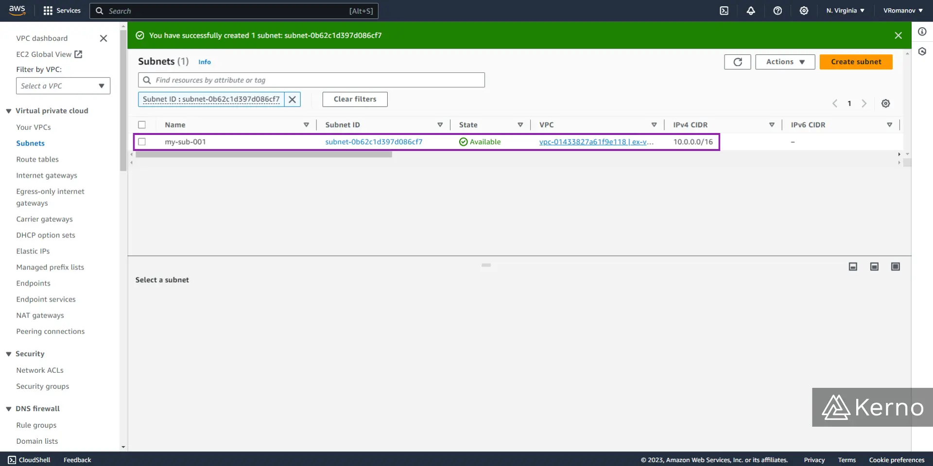 Figure 3.5 - VPC - Virtual Private Cloud | Subnet Finalized
